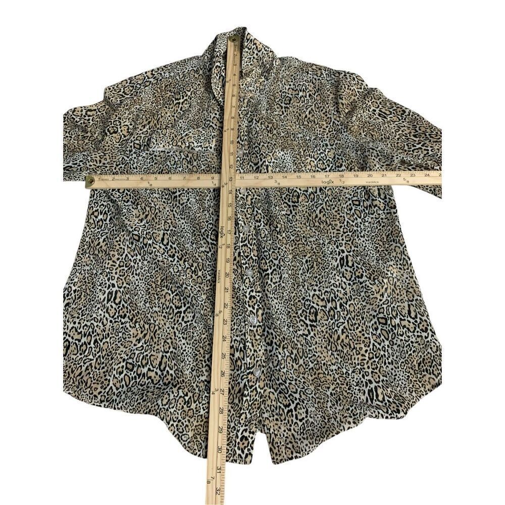 GREAT CONDITION WOMEN CHICOS WRINKLE RESISTANT ANIMAL LEOPARD BLOUSE TAN GRAY BL - Picture 13 of 13